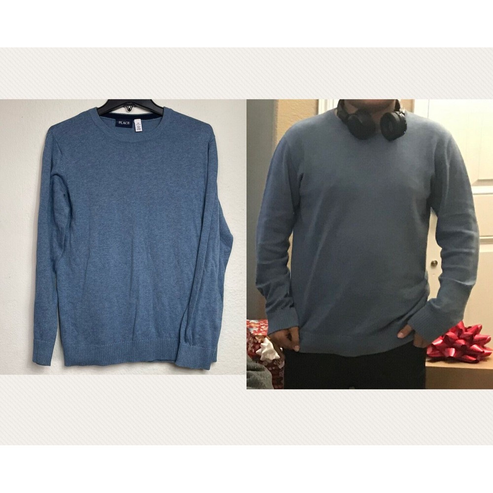 TCP Boys Lightweight Knit Pullover Long Sleeve Sweater Blue Crew Neck XXL 16